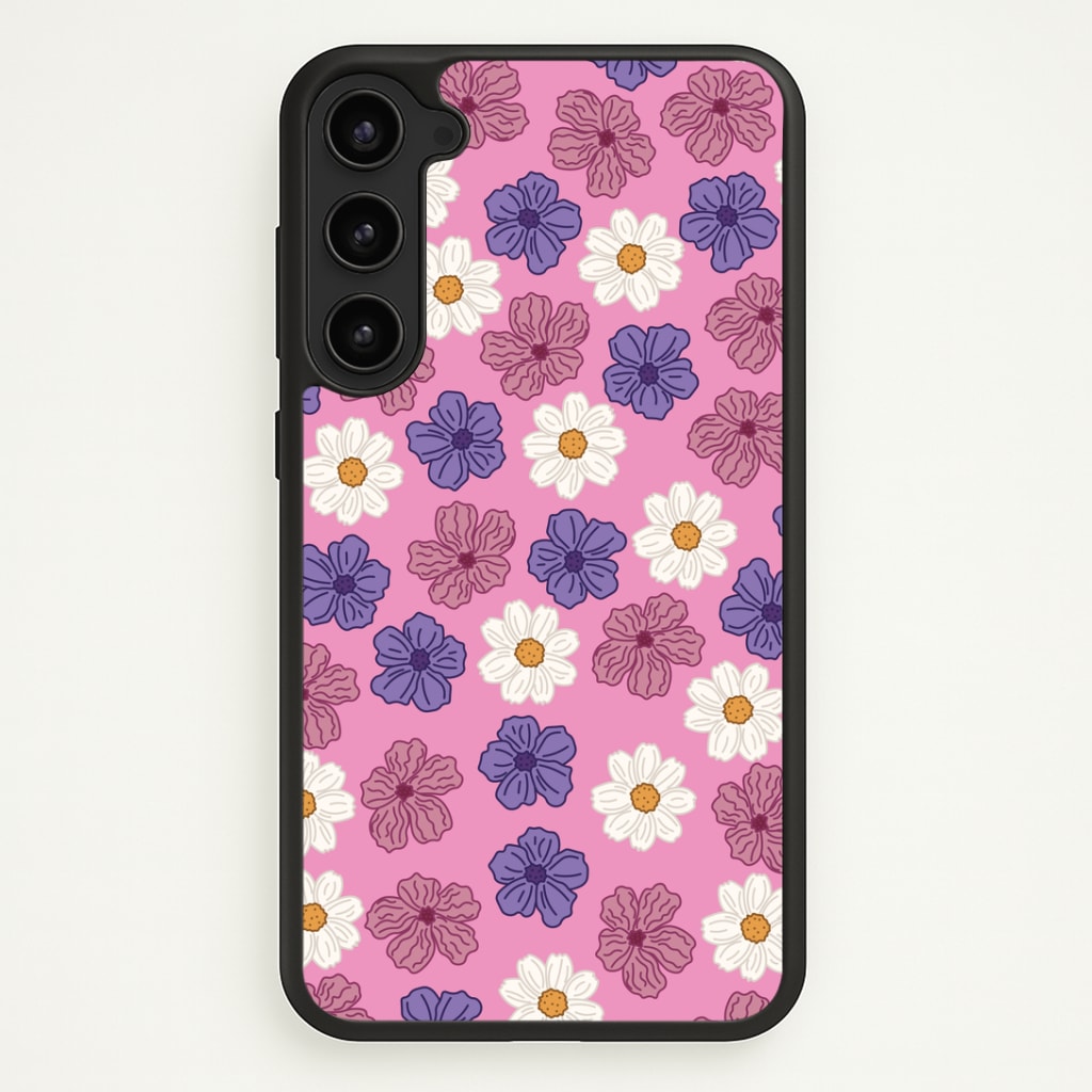 Pink, Purple And White Flowers - Floral Patterns Phone Case - Galaxy S23 / Standard
