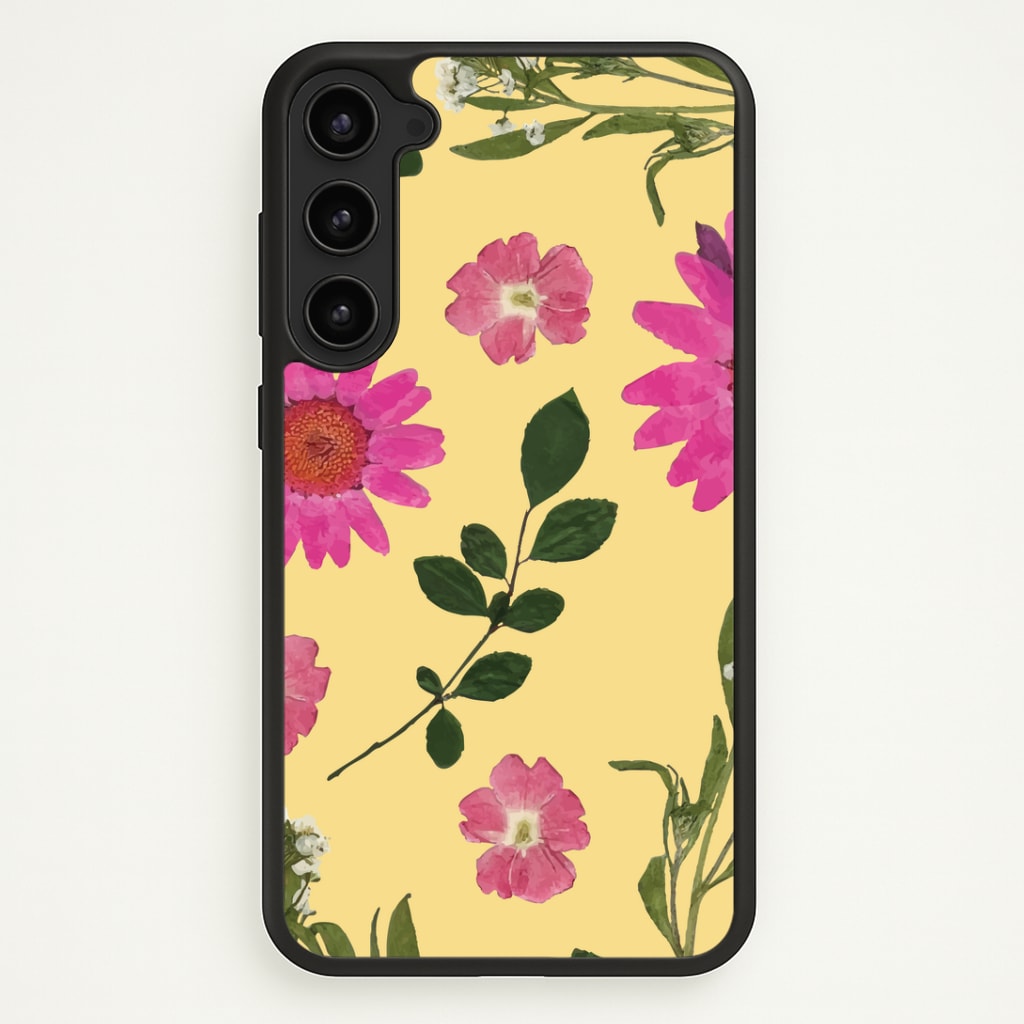Pressed Plants Yellow Phone Case - Galaxy S23 Plus / Standard