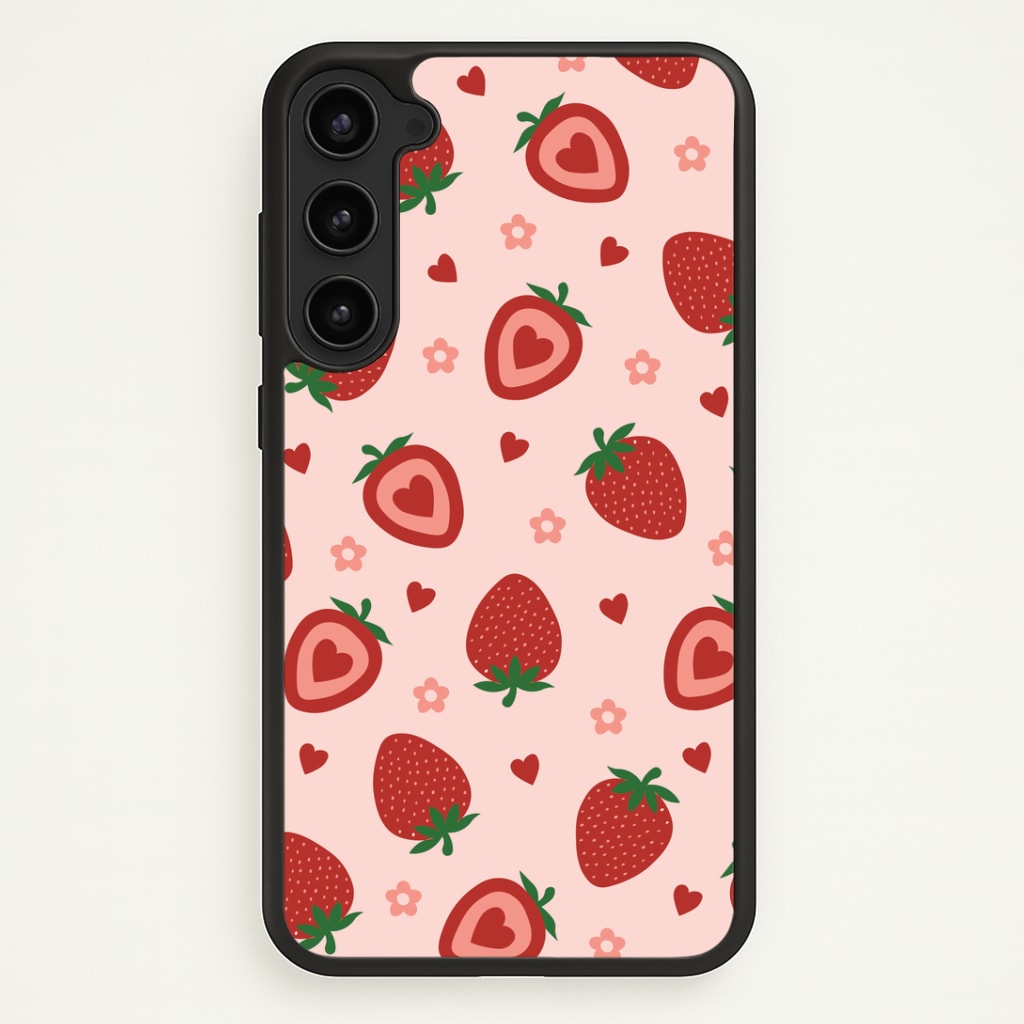 Strawberries And Hearts - Fruit Patterns Phone Case - Galaxy S23 Plus / Standard