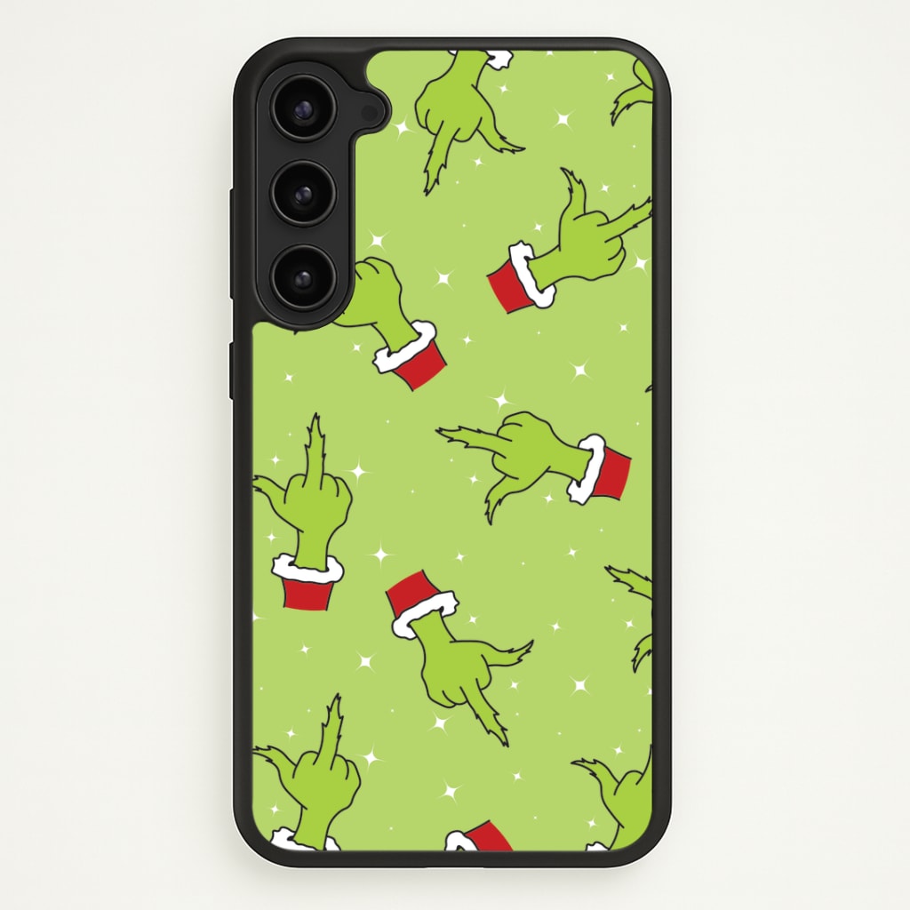 Green Middle Finger Christmas Pattern Phone Case - Galaxy S23 / Standard