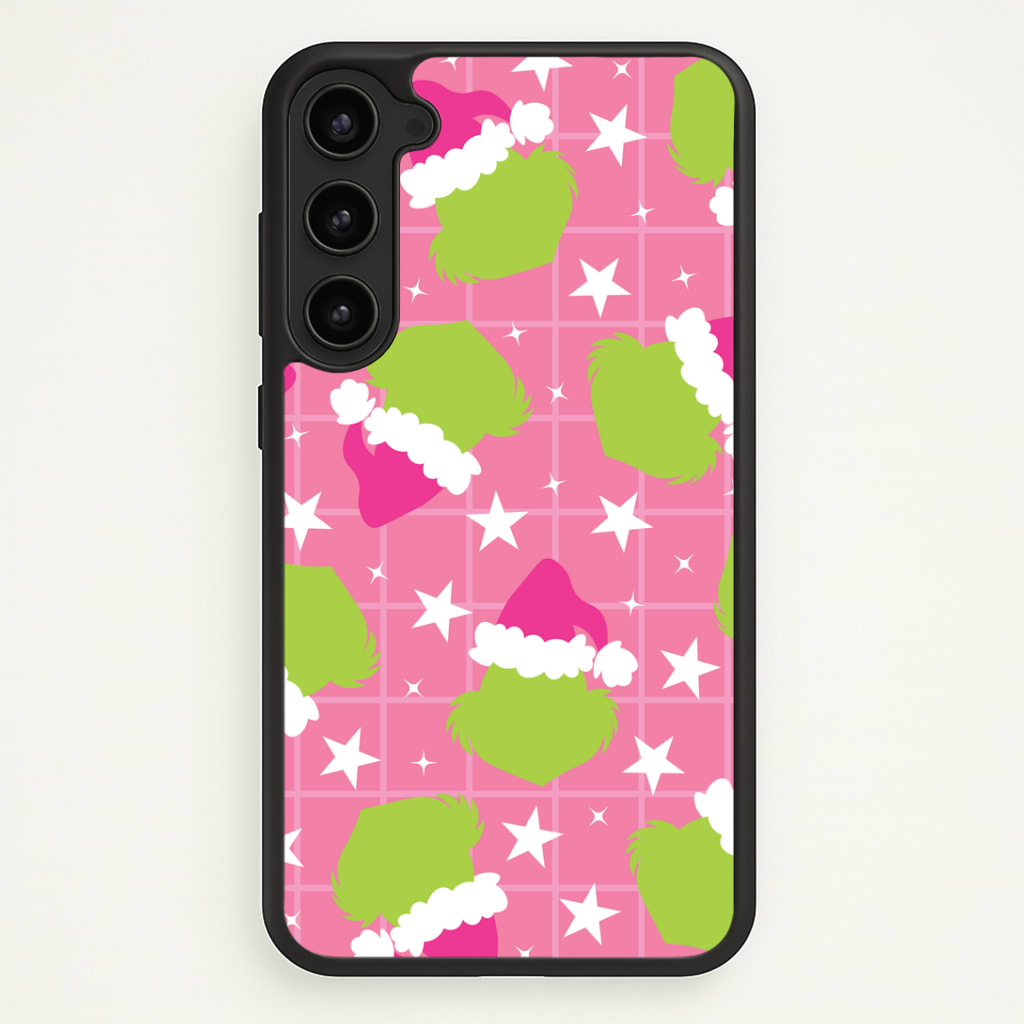 Pink Green Creature Xmas Pattern Phone Case - Galaxy S23 Plus / Standard