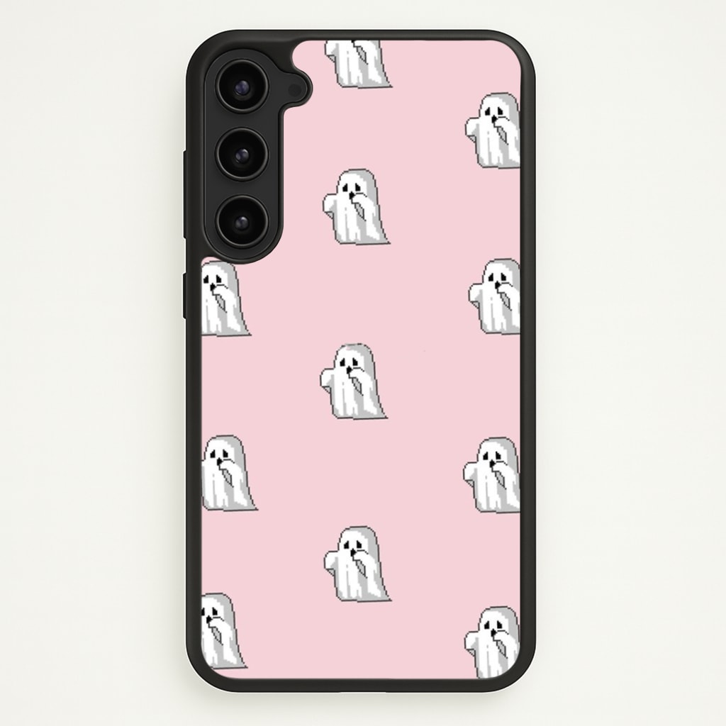 Pastel Pixel Ghost Halloween Phone Case - Galaxy S23 Plus / Standard