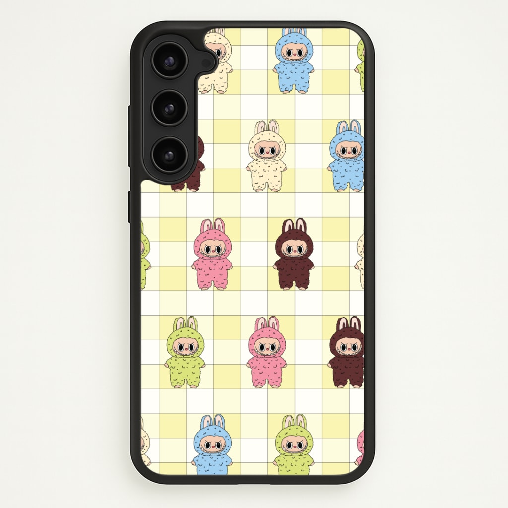 Cute Colourful Monsters Checkered Pattern Phone Case - Galaxy S23 Plus / Standard