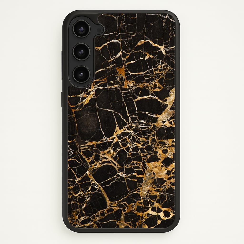 Black & Gold Marble Pattern Phone Case - Galaxy S23 Plus / Standard