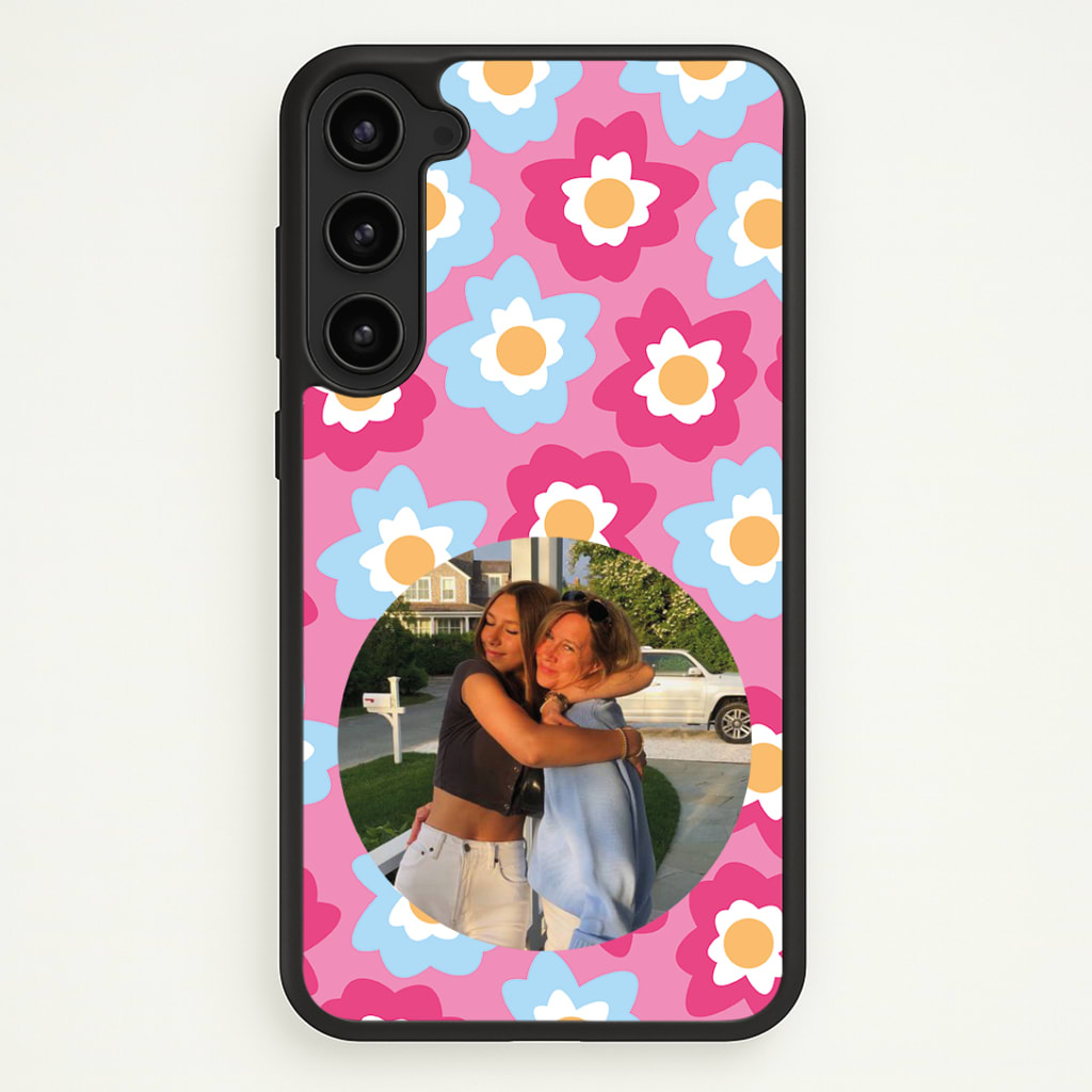 Pink And Blue Flower Pattern - Personalised Mother's Day Phone Case - Galaxy S23 / Standard
