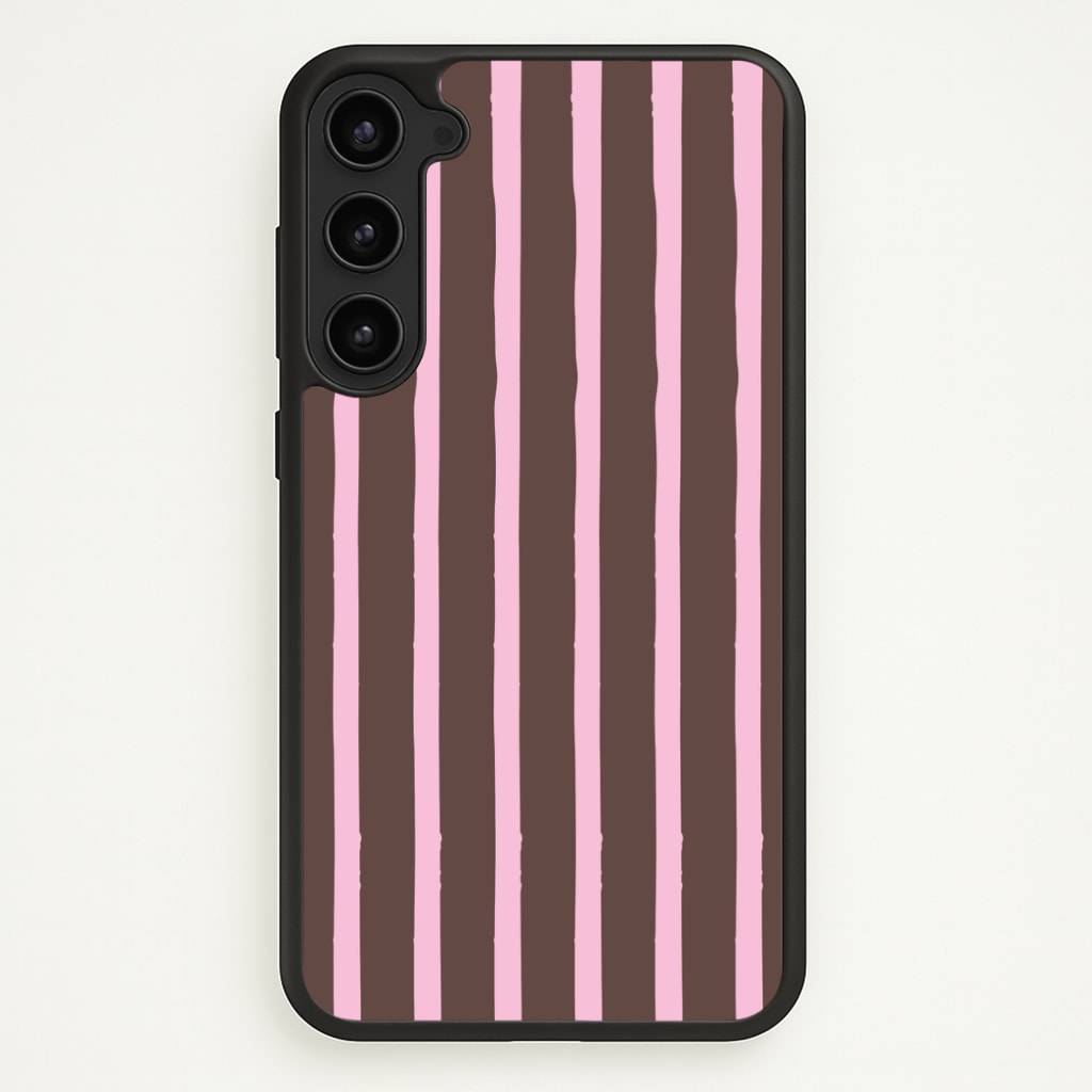 Chocolate & Strawberry Stripes Phone Case - Galaxy S23 Plus / Standard