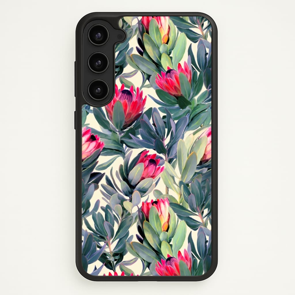 Painted Protea Pattern Phone Case - Galaxy S23 Plus / Standard
