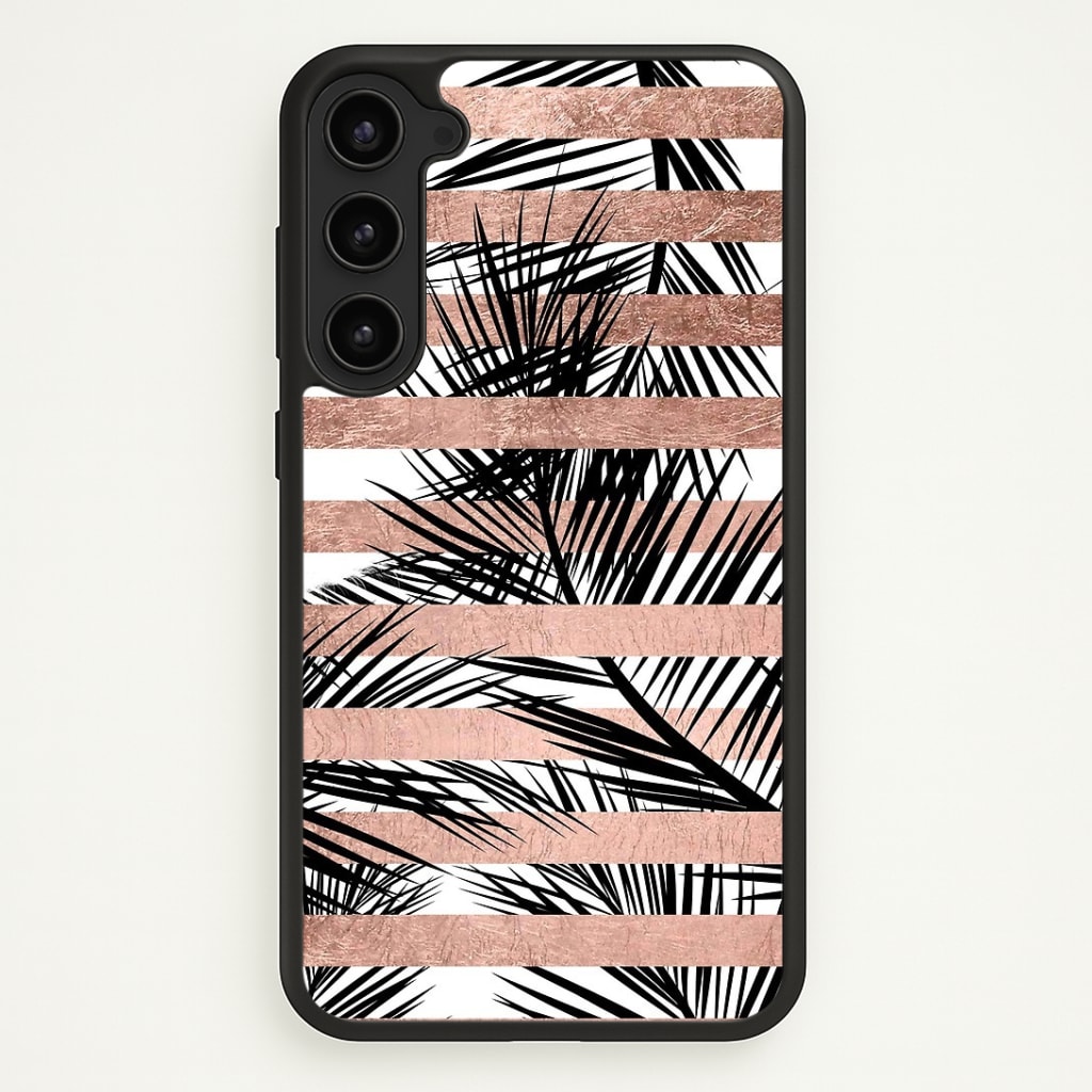 Rose Gold Tropical Palm Leaf Pattern Phone Case - Galaxy S23 / Standard