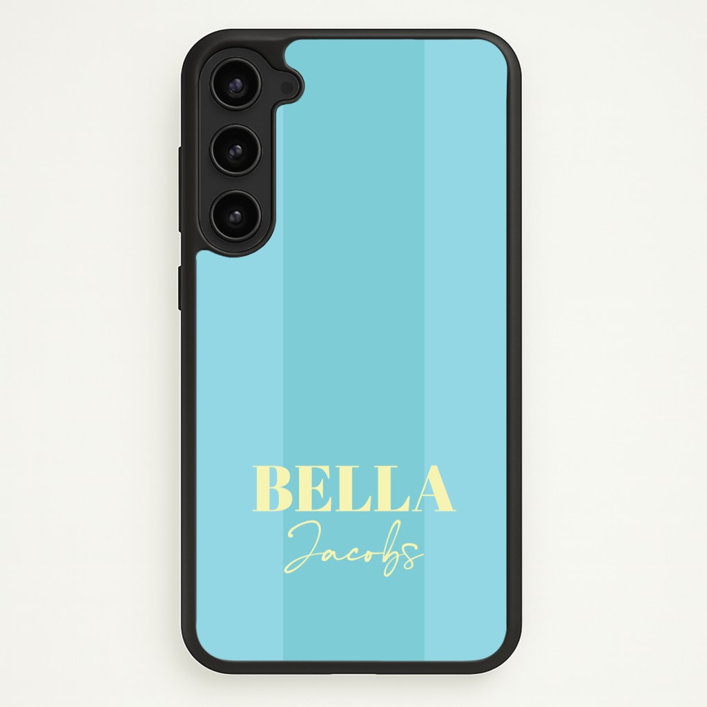 Blue Stripe Personalised Name Phone Case - Galaxy S23 Plus / Standard