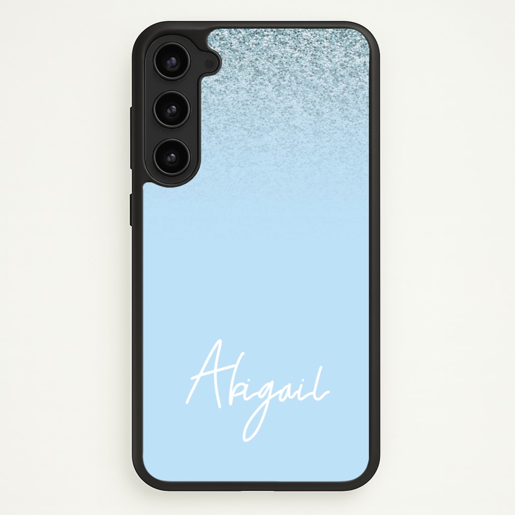 Blue Glitter Personalised Name Phone Case - Galaxy S23 Plus / Standard