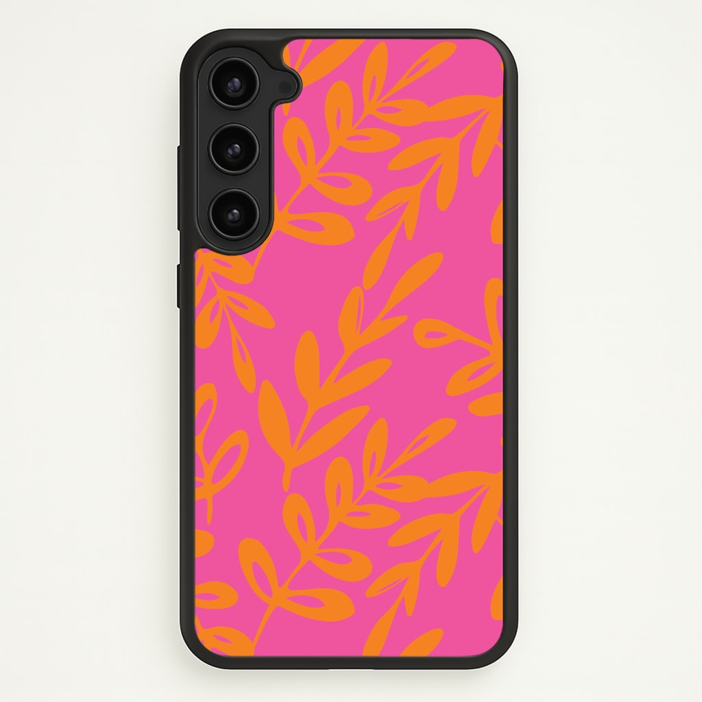 Pink & Orange Leaves - Foliage Phone Case - Galaxy S23 Plus / Standard