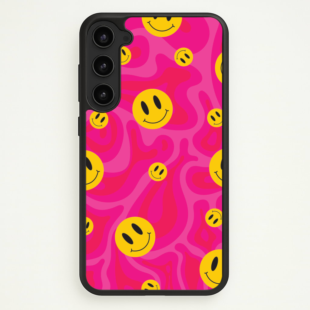 Pink Wavey Smileys Pattern Phone Case - Galaxy S23 / Standard
