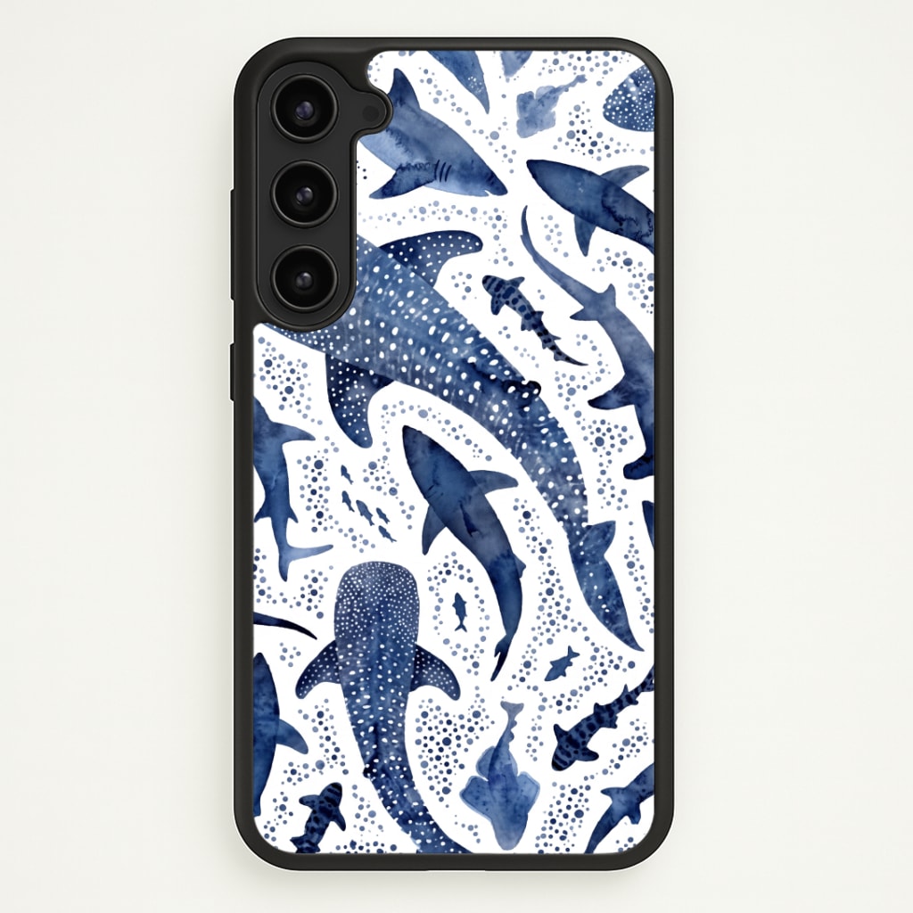 Indigo Watercolour Sharks Phone Case