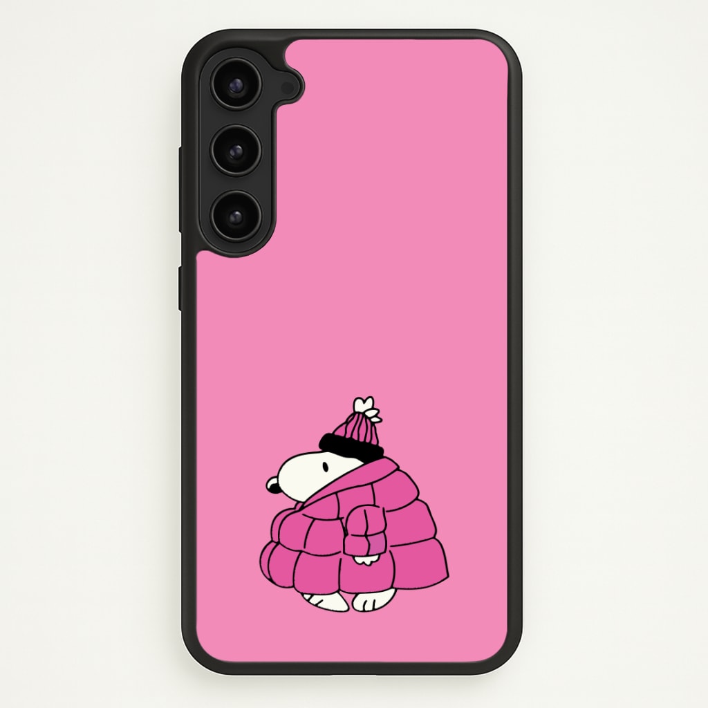 Cartoon Beagle Puffer Jacket Pink Phone Case - Galaxy S23 Plus / Standard