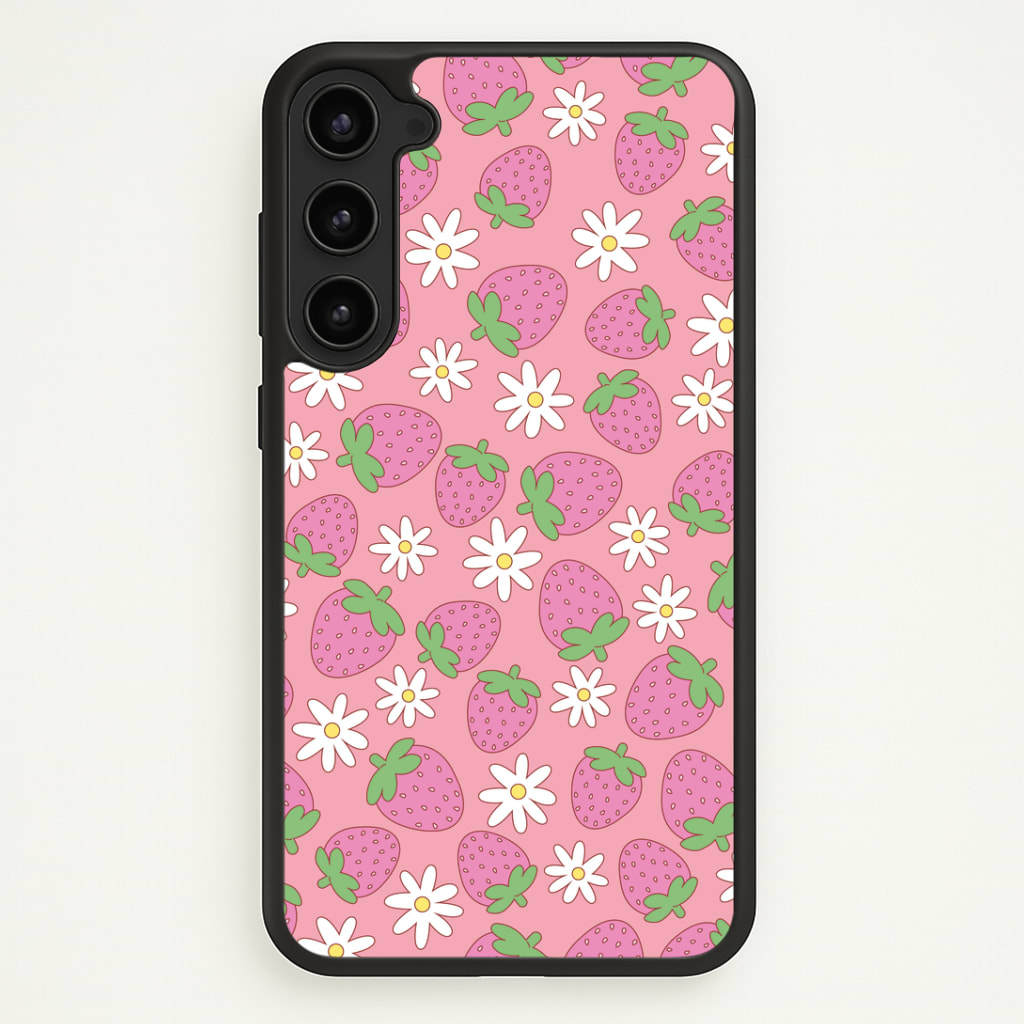 Pink Strawberries - Spring Patterns Phone Case - Galaxy S23 / Standard