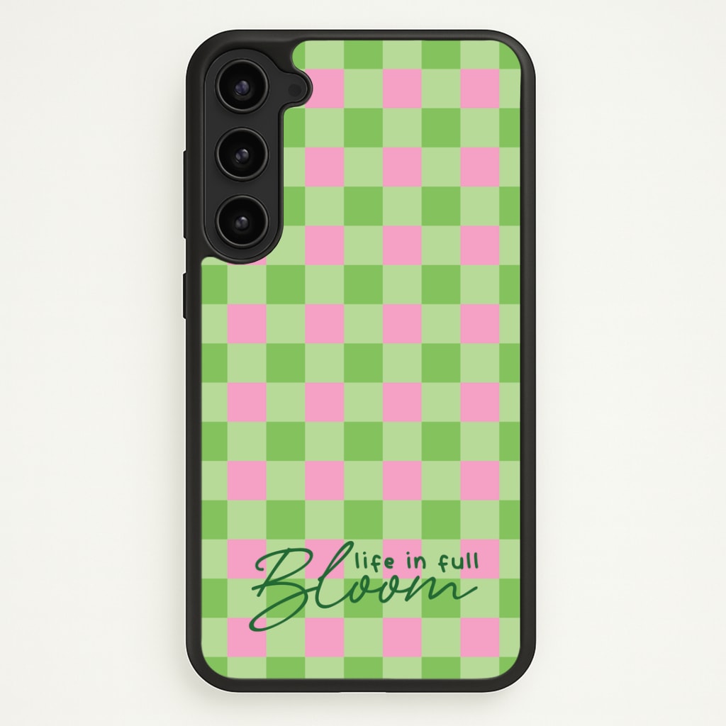 Life In Full Bloom Checkered Phone Case - Galaxy S23 Plus / Standard