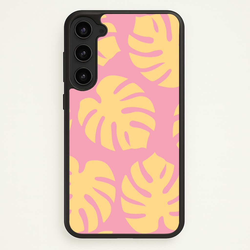 Pink And Yellow Summer Leaves Pattern Phone Case - Galaxy S23 / Standard