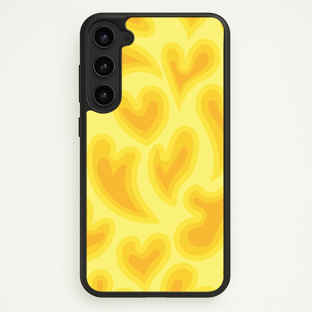 Trippy Summer Hearts Yellow Pattern Phone Case - Galaxy S23 Plus / Standard