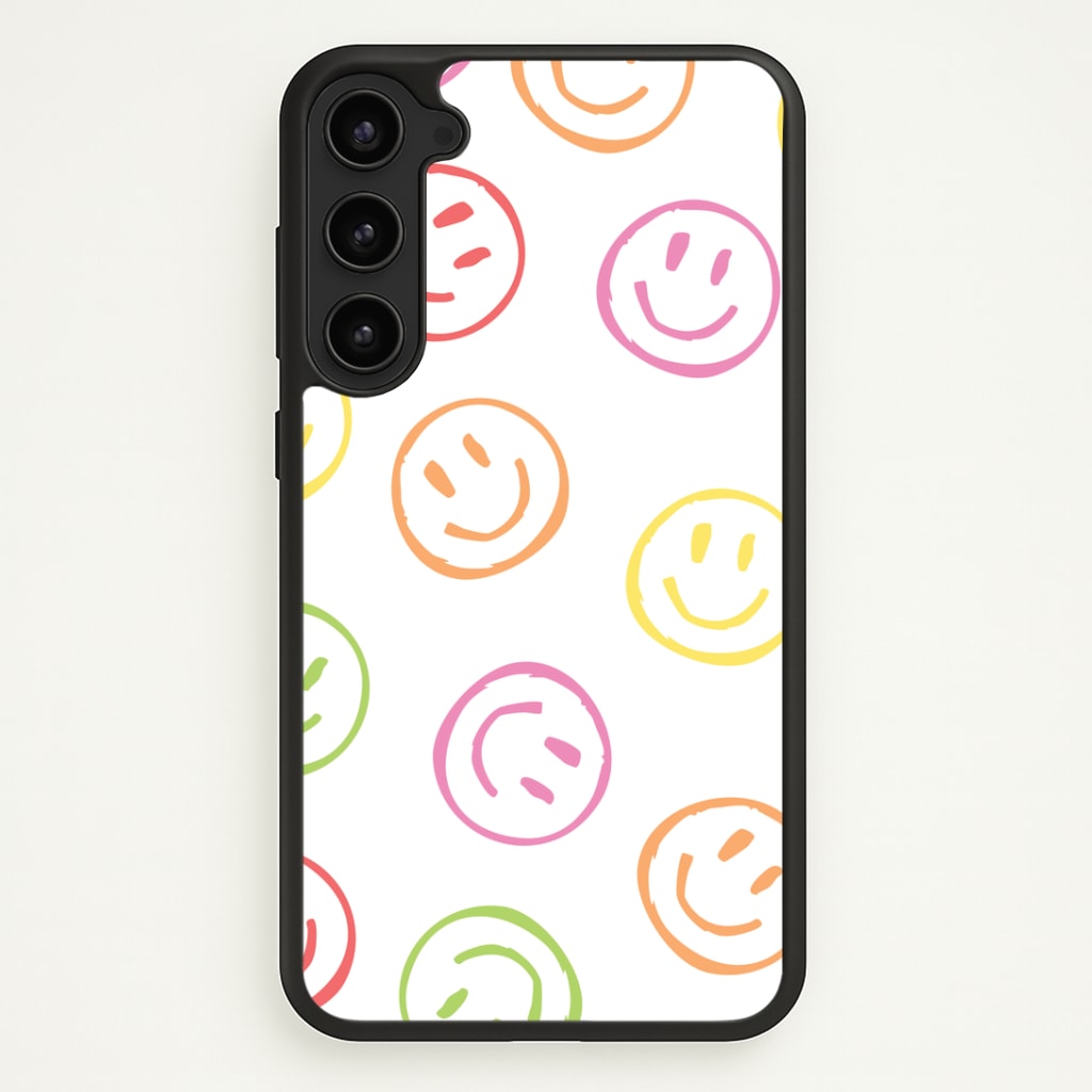 Colourful Sketched Smileys Pattern Phone Case - Galaxy S23 / Standard