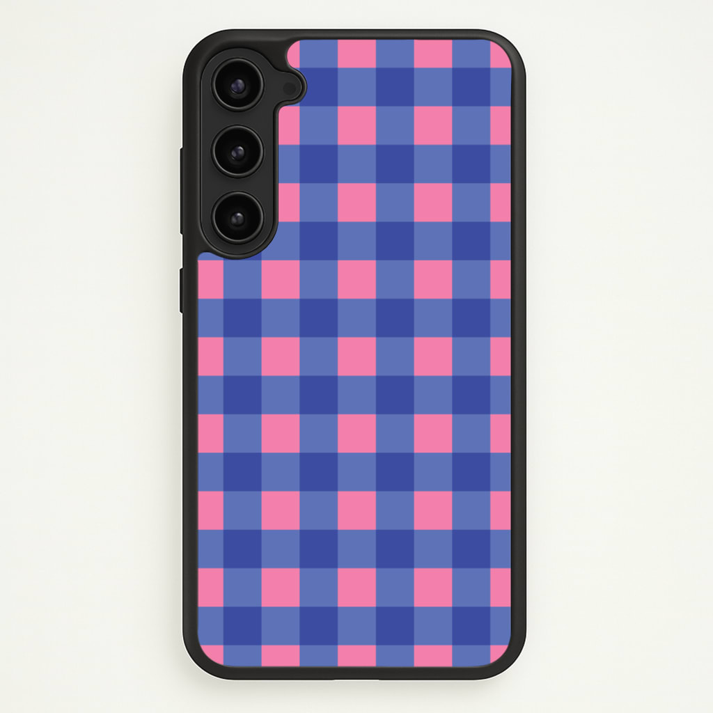 Pink And Blue Checkered Pattern Phone Case - Galaxy S23 / Standard