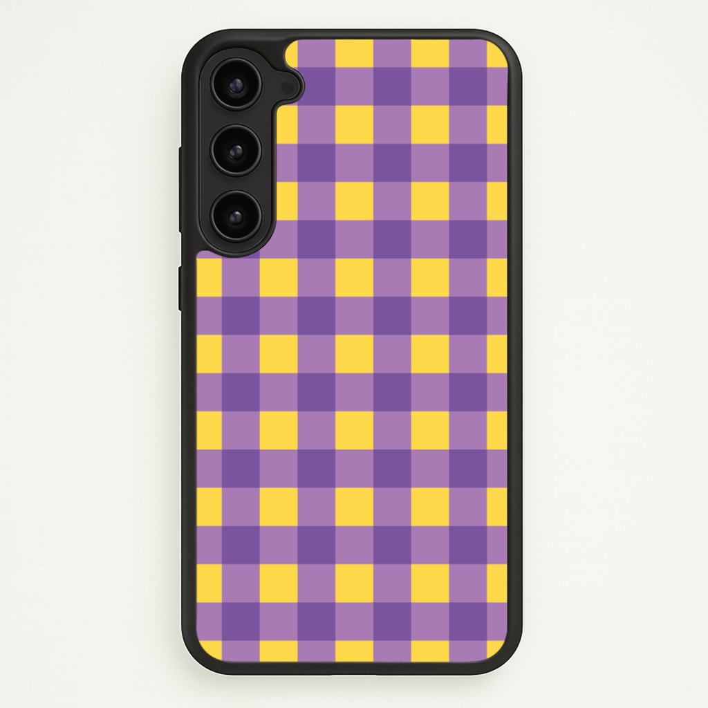 Purple And Yellow Checkered Pattern Phone Case - Galaxy S23 / Standard