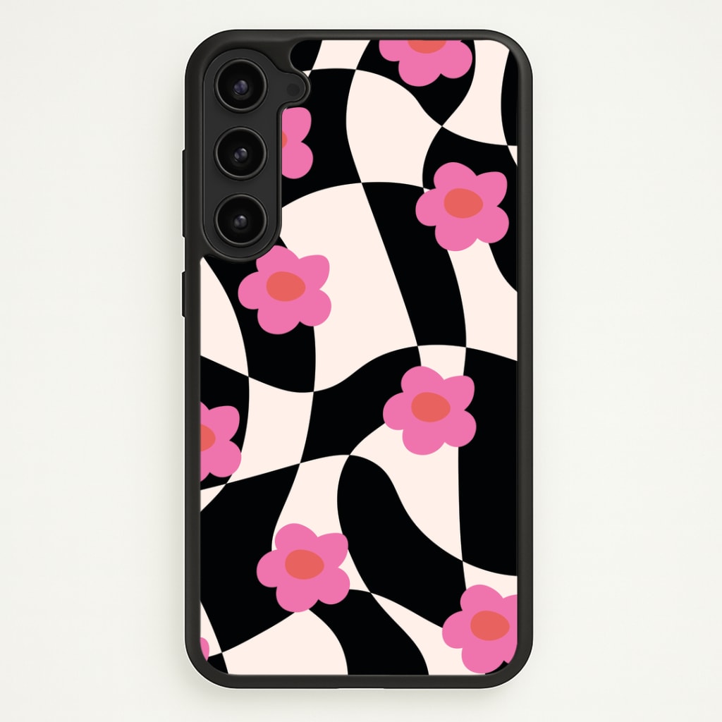 Checkboard Flowers - Trippy Patterns Phone Case - Galaxy S23 Plus / Standard