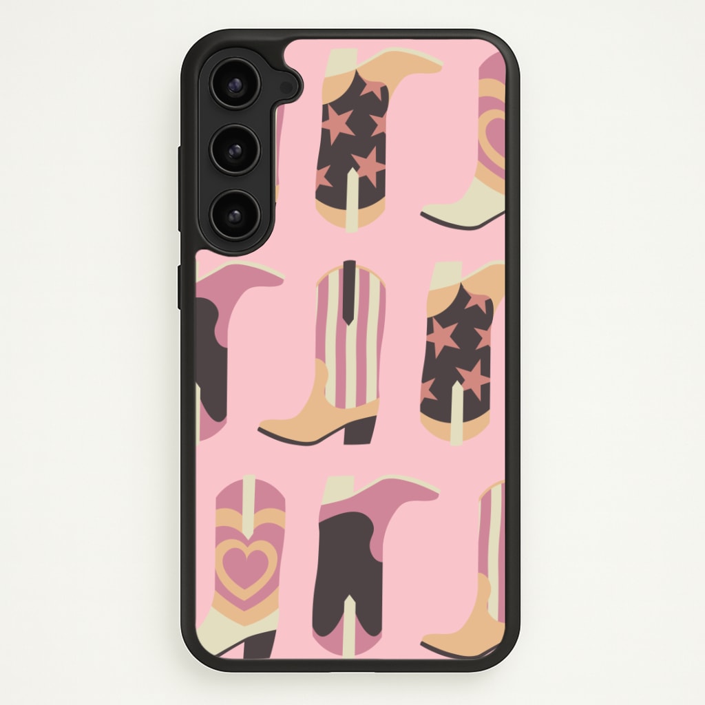 Dusty Pink Cowboy Boots Pattern Phone Case - Galaxy S23 Plus / Standard