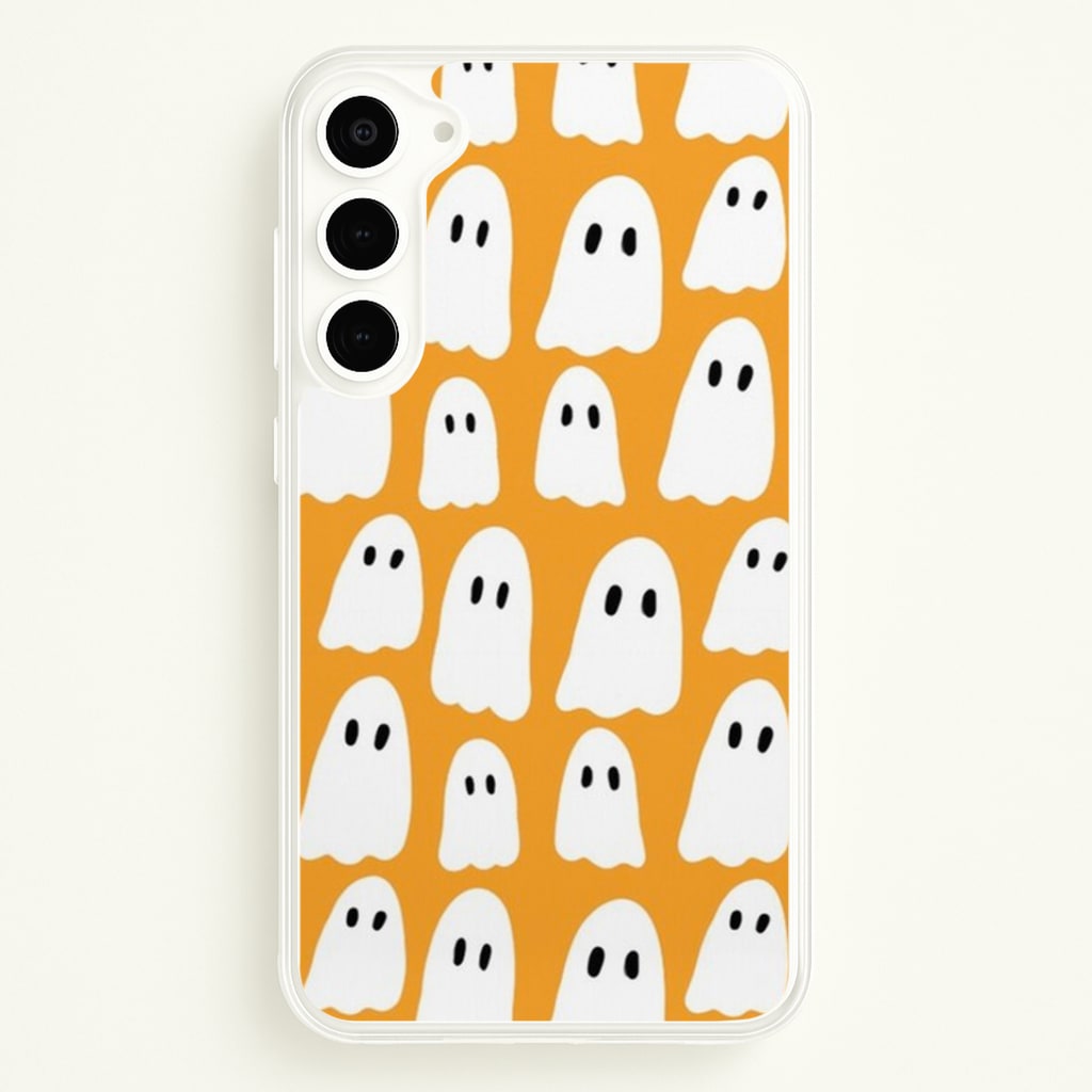 Orange Ghost Halloween Pattern Phone Case