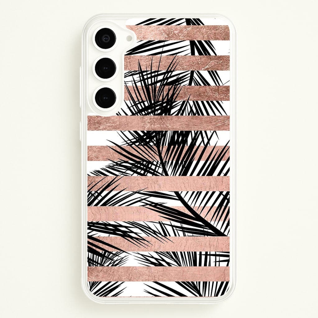 Rose Gold Tropical Palm Leaf Pattern Phone Case