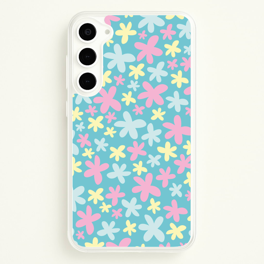 Blue, Pink And Yellow Flowers - Spring Patterns Phone Case