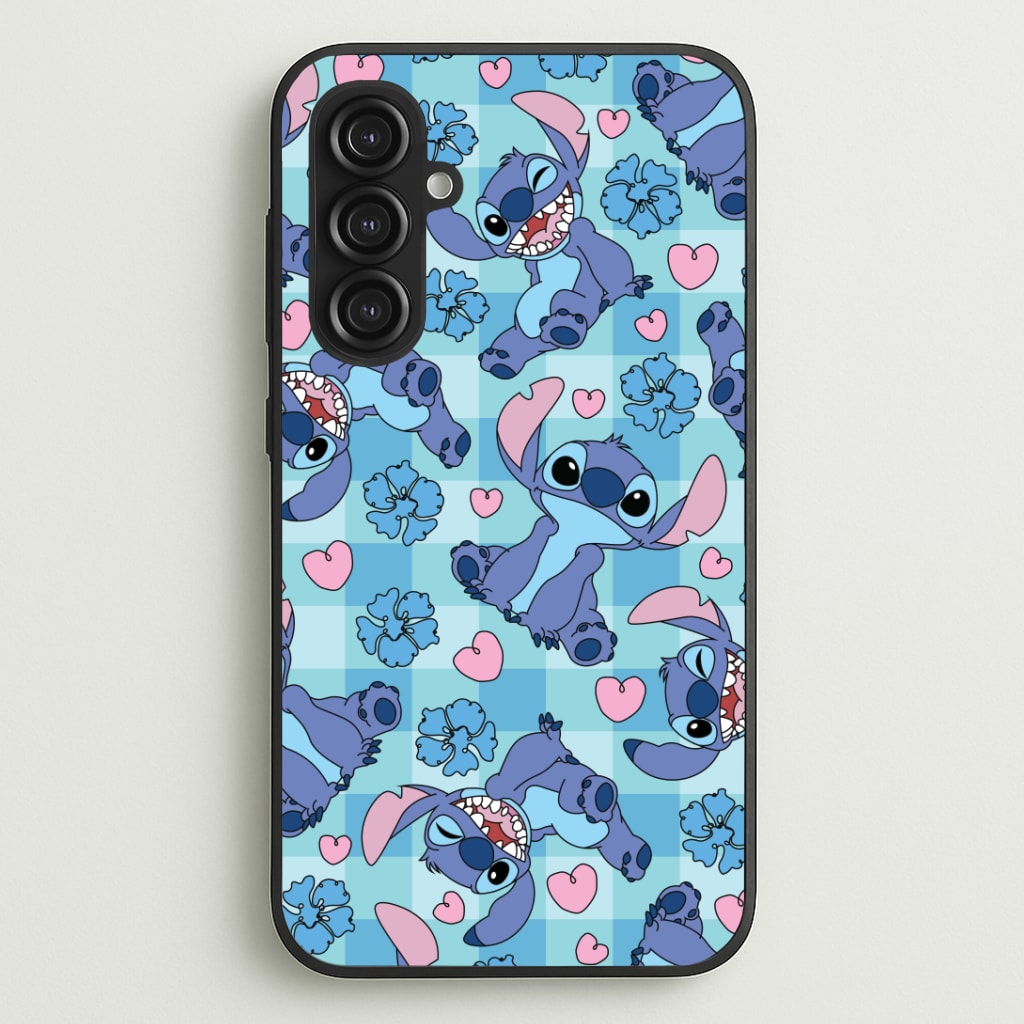 Blue Alien And Hearts Pattern Phone Case