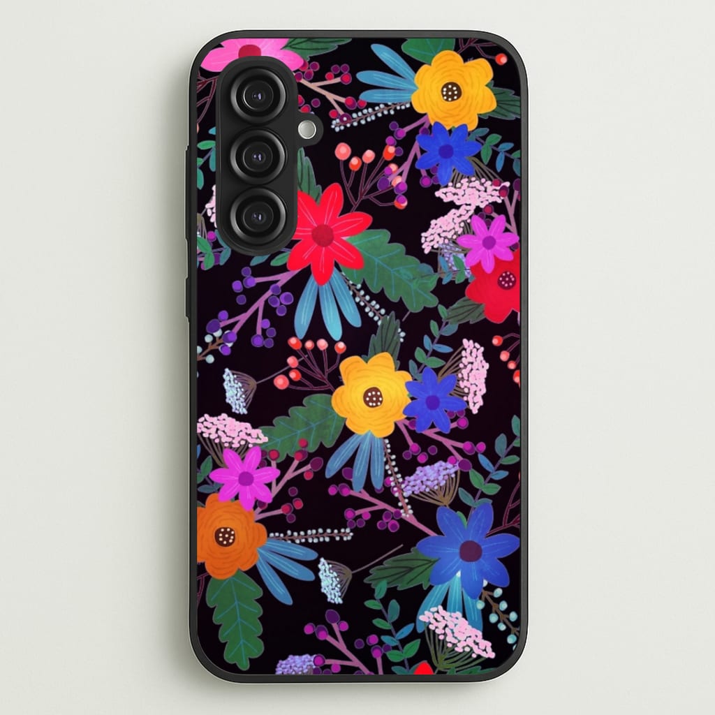 Black & Colourful Floral Pattern Phone Case