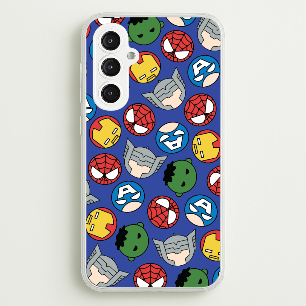 Cute Chibi Heroes Pattern Blue Phone Case