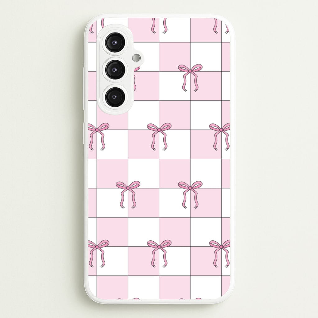 Checkered Pink Coquette Bows Phone Case