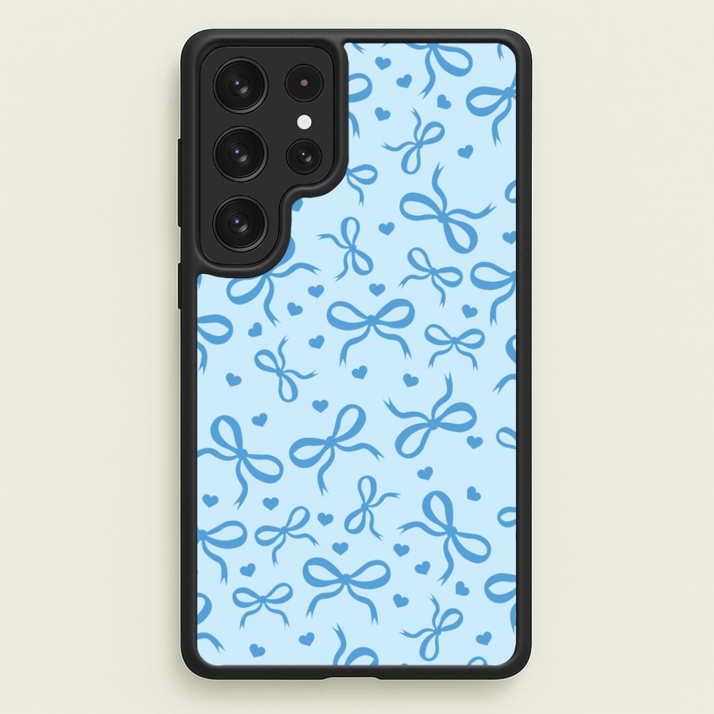 Coquette Bows And Hearts Navy Blue Phone Case