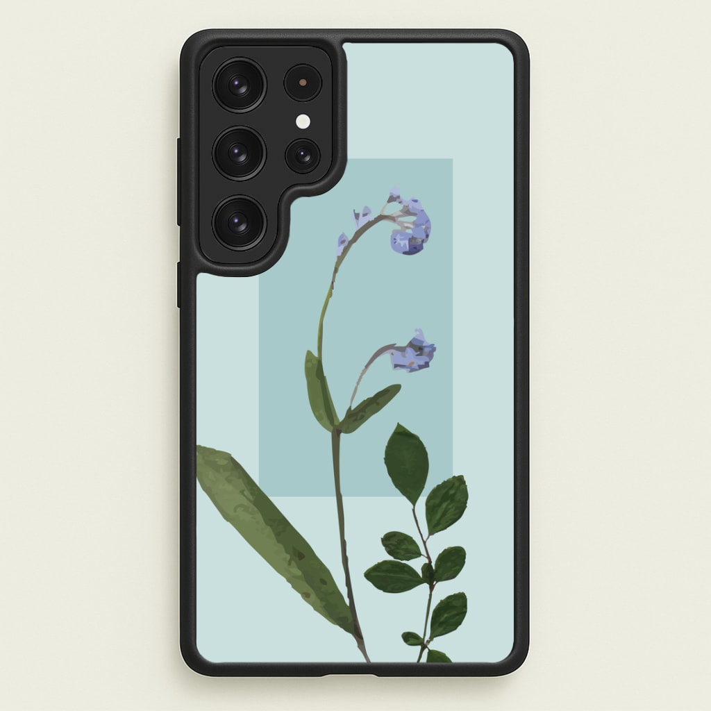 Abstract Blue Pressed Flower Phone Case