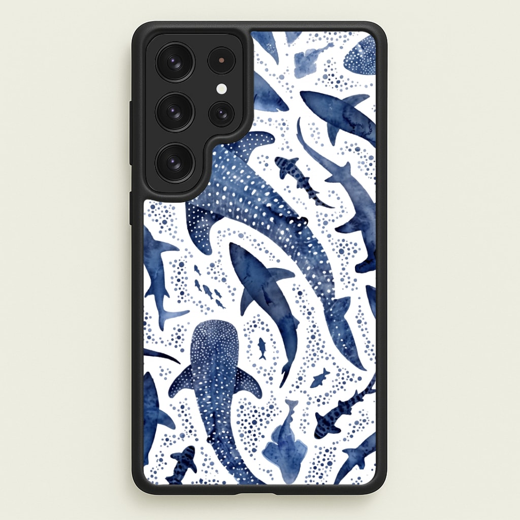 Indigo Watercolour Sharks Phone Case