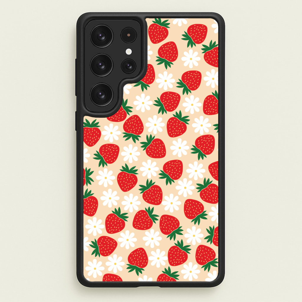 Strawberries and Flowers - Spring Patterns Phone Case