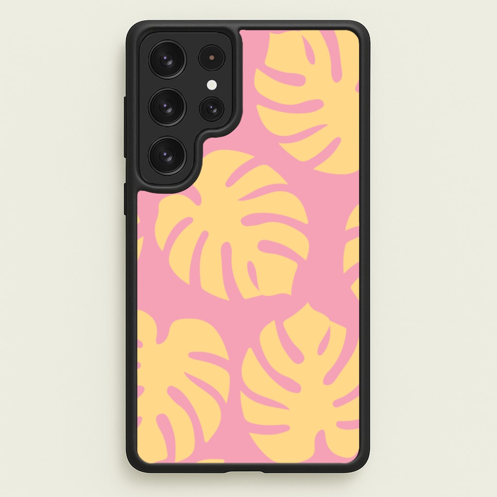 Pink And Yellow Summer Leaves Pattern Phone Case