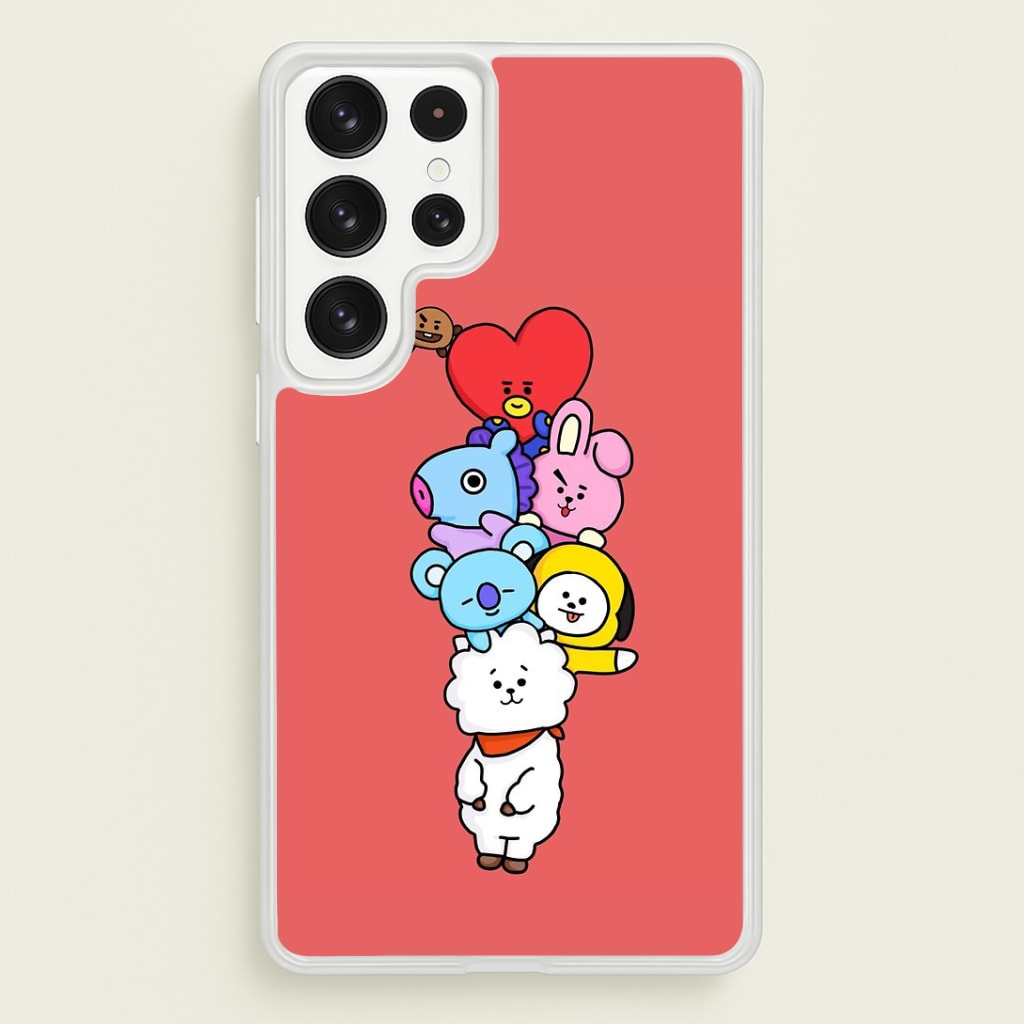 Red BT21 - RJ, Mang, Koya, Chimmy, Cooky, Shooky, Tata - K Pop Phone Case