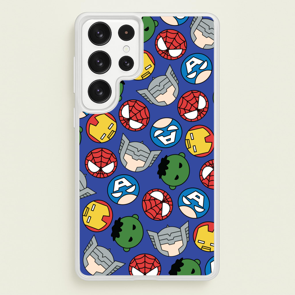 Cute Chibi Heroes Pattern Blue Phone Case
