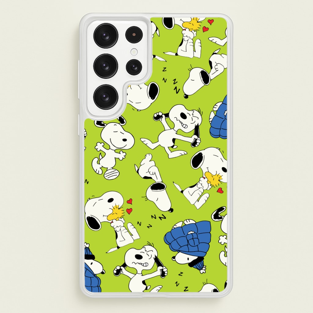 Lime Green Cartoon Beagle Pattern Phone Case