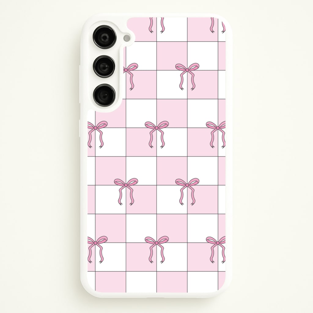 Checkered Pink Coquette Bows Phone Case