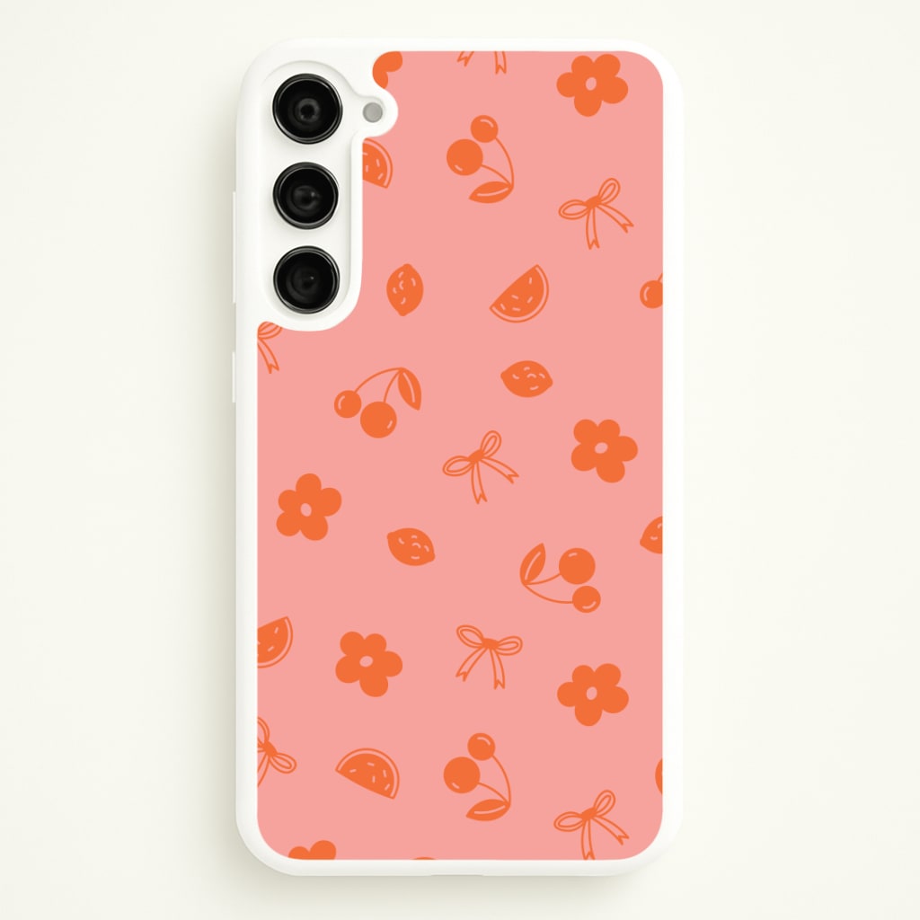 Coquette Orange Cherries Pattern Phone Case