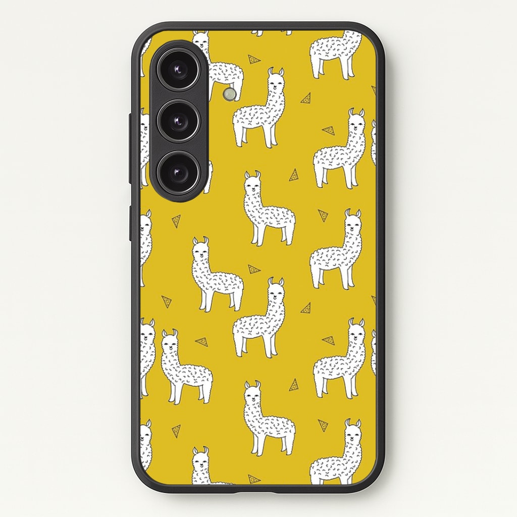 Mustard Alpaca Pattern Phone Case - Galaxy S24 Plus / Standard
