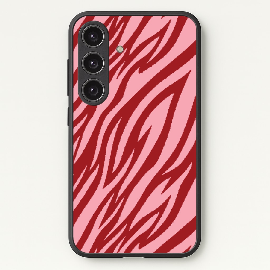 Red And Pink Tiger Print Phone Case - Galaxy S24 Plus / Standard
