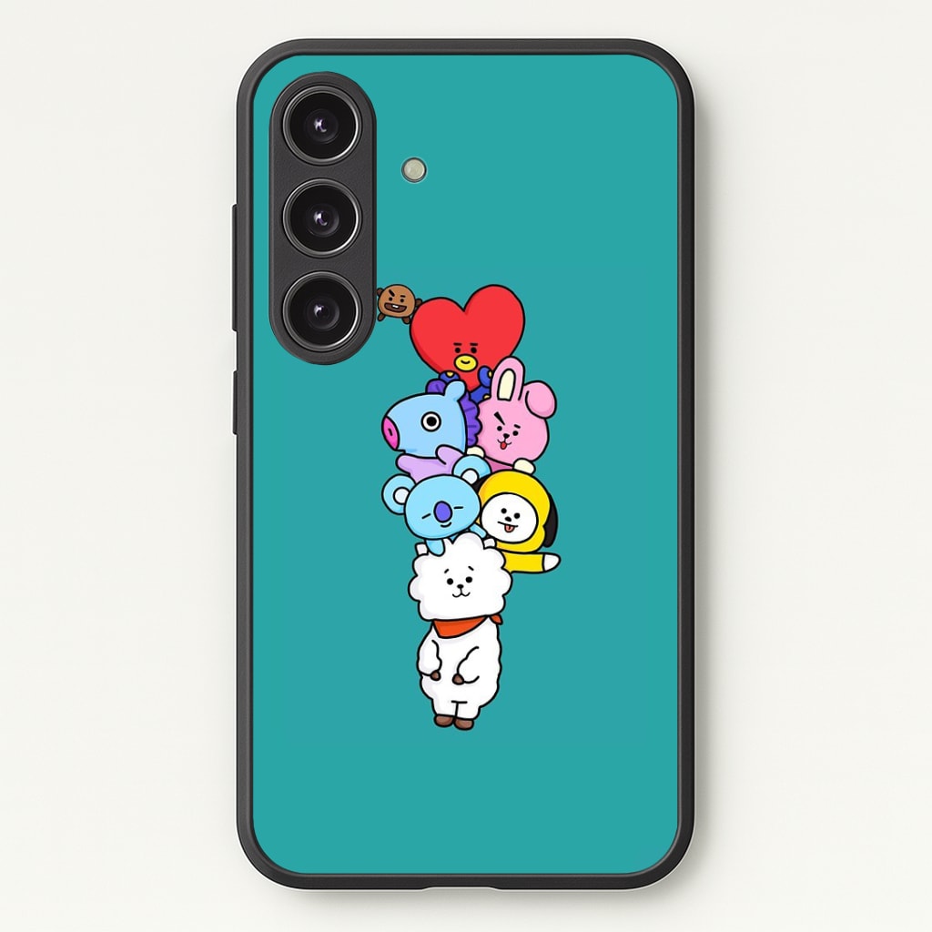 Green BT21 - RJ, Mang, Koya, Chimmy, Cooky, Shooky, Tata - K Pop Phone Case - Galaxy S24 Plus / Standard
