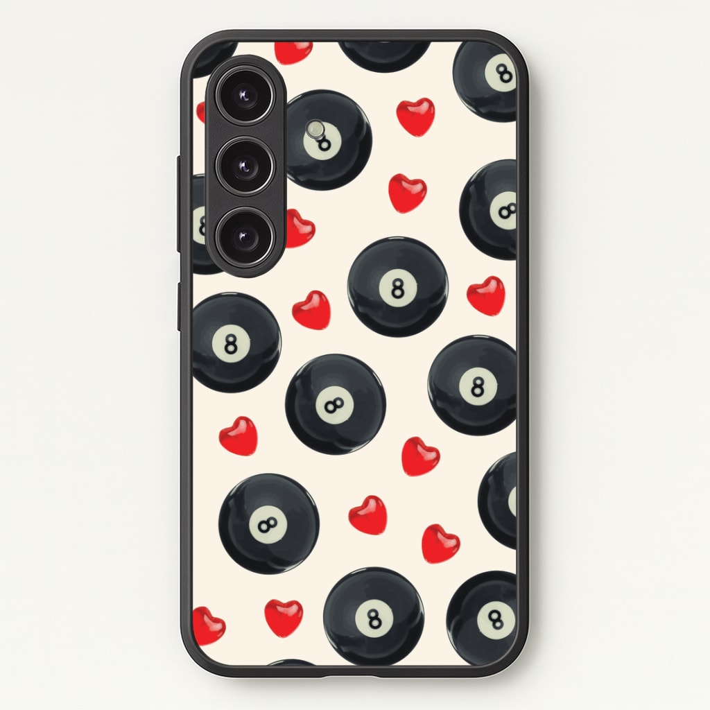8-Balls And Hearts Pattern Phone Case - Galaxy S24 Plus / Standard