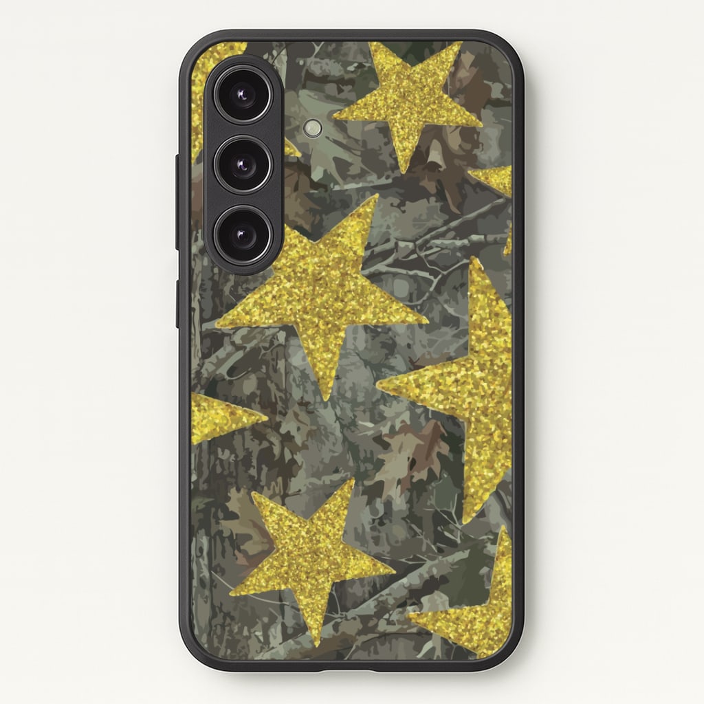Camo And Glitter Stars Pattern Phone Case - Galaxy S24 Plus / Standard