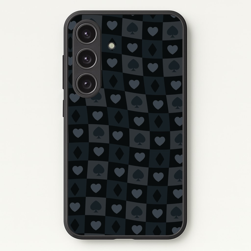 Card Suits Pattern Black Phone Case - Galaxy S24 Plus / Standard